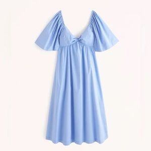 Abercrombie & Fitch Angel Sleeve Twist-Front Midi Dress